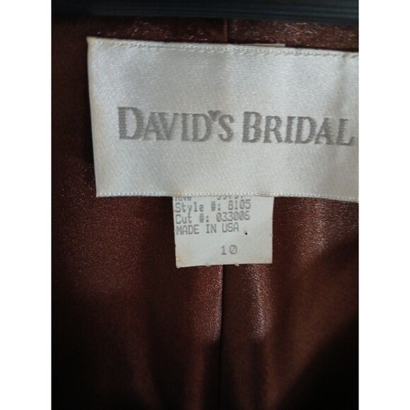 VTG David's Bridal Women's Size 10 Chocolate Satin Draped Neck Sleeveless Blouse - Picture 2 of 9